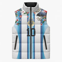 Custom Argentina Football Sleeveless Puffer Jacket Blokecore-La Albiceleste with Japanese Culture Embroidery Effect