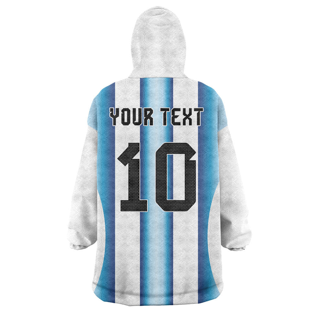 Custom Argentina Football Wearable Blanket Hoodie Blokecore-La Albiceleste with Japanese Culture Embroidery Effect
