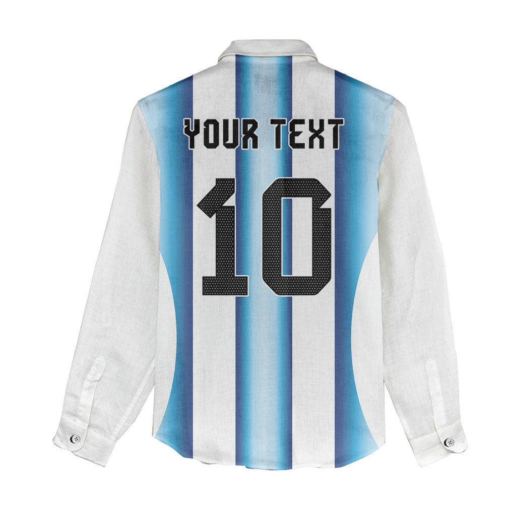 Custom Argentina Football Women Casual Shirt Blokecore-La Albiceleste with Japanese Culture Embroidery Effect