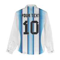 Custom Argentina Football Women Casual Shirt Blokecore-La Albiceleste with Japanese Culture Embroidery Effect