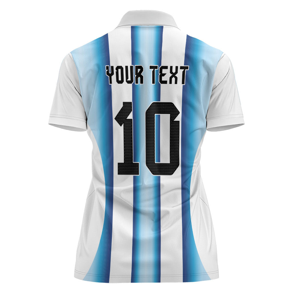 Custom Argentina Football Women Polo Shirt Blokecore-La Albiceleste with Japanese Culture Embroidery Effect