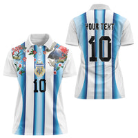 Custom Argentina Football Women Polo Shirt Blokecore-La Albiceleste with Japanese Culture Embroidery Effect