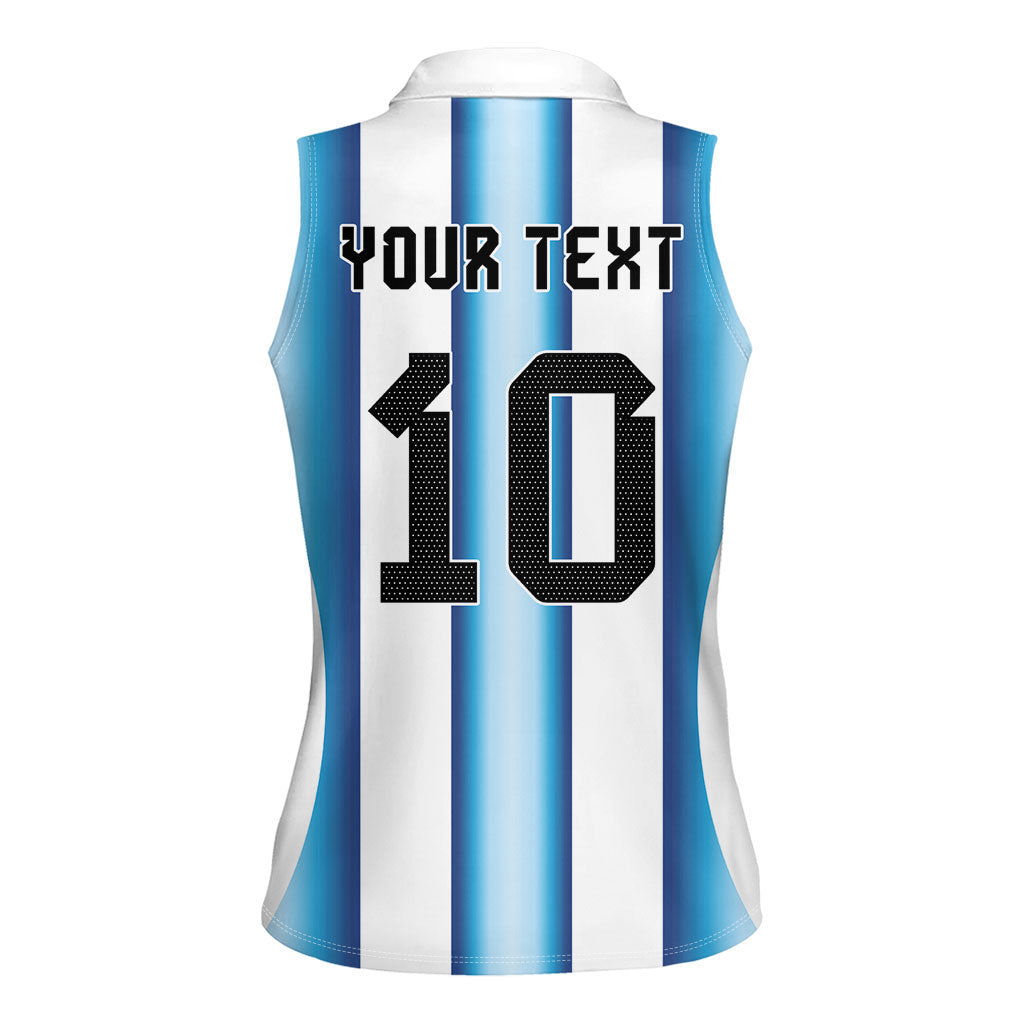Custom Argentina Football Women Sleeveless Polo Shirt Blokecore-La Albiceleste with Japanese Culture Embroidery Effect