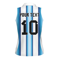 Custom Argentina Football Women Sleeveless Polo Shirt Blokecore-La Albiceleste with Japanese Culture Embroidery Effect