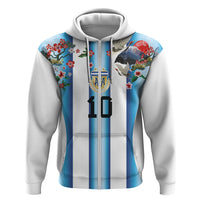 Custom Argentina Football Zip Hoodie Blokecore-La Albiceleste with Japanese Culture Embroidery Effect