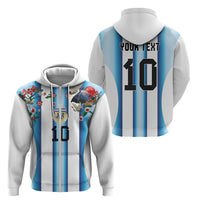 Custom Argentina Football Zip Hoodie Blokecore-La Albiceleste with Japanese Culture Embroidery Effect