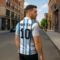 Custom Argentina Football Zipper Polo Shirt Blokecore-La Albiceleste with Japanese Culture Embroidery Effect