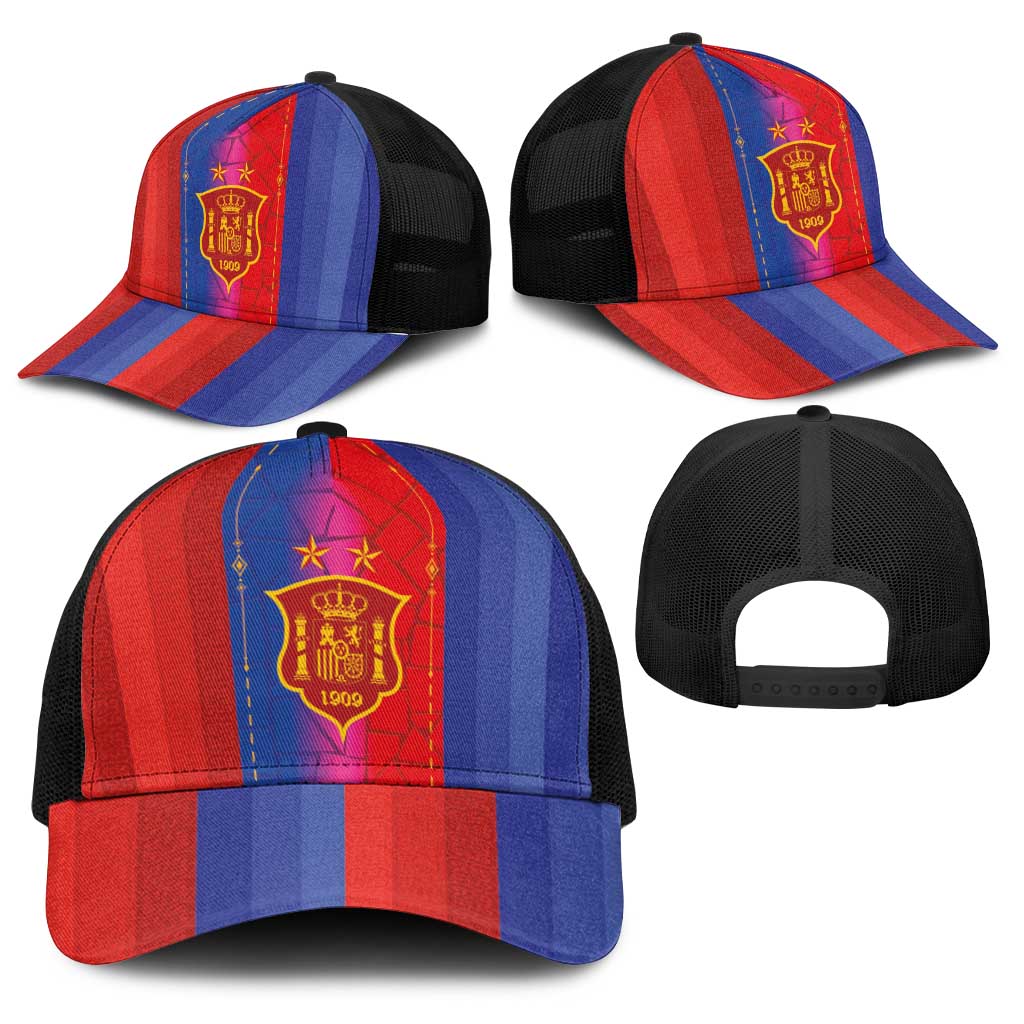 Spain Football Baseball Net Cap Blaugrana Mosaic-Inspired Barcelona Architecture