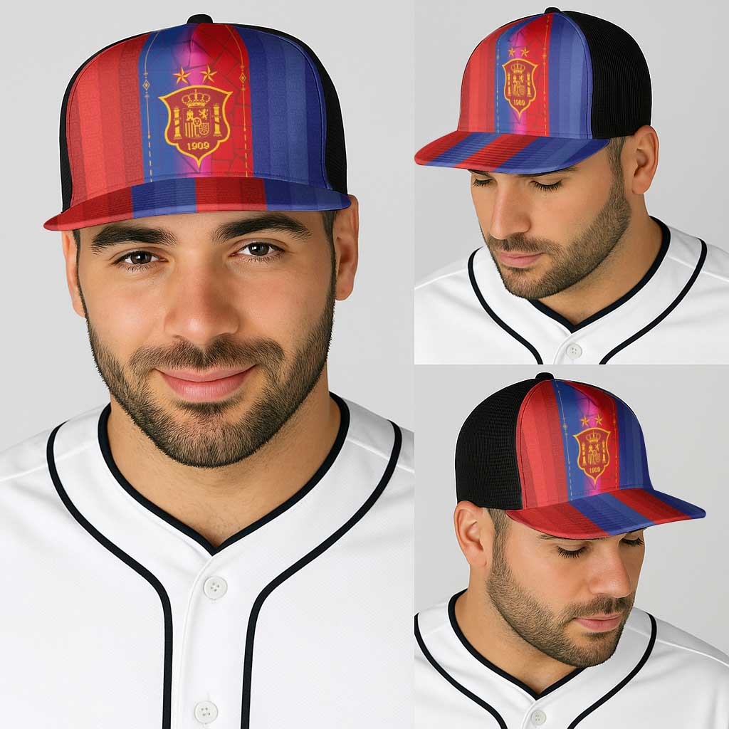 Spain Football Baseball Net Cap Blaugrana Mosaic-Inspired Barcelona Architecture