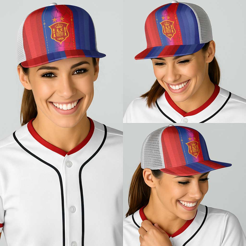 Spain Football Baseball Net Cap Blaugrana Mosaic-Inspired Barcelona Architecture