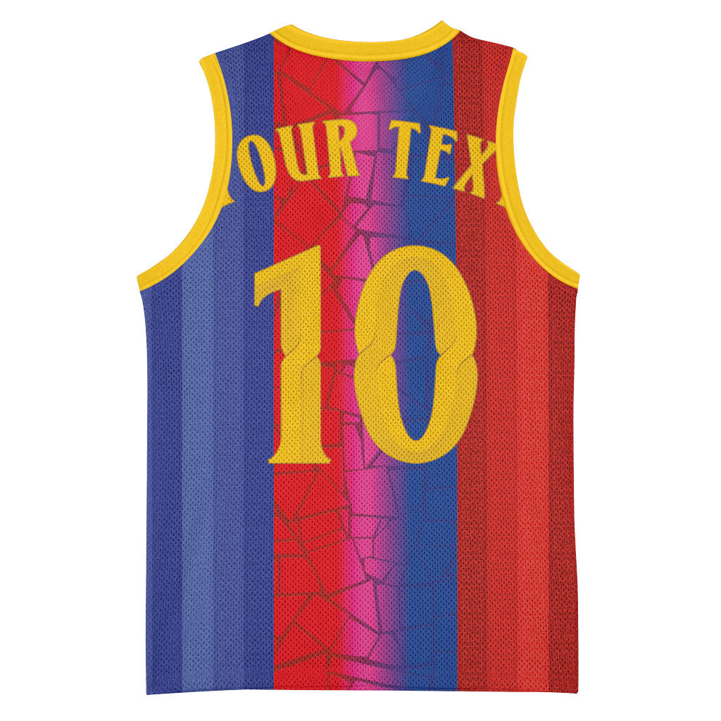 Custom Spain Football Basketball Jersey Blaugrana Mosaic-Inspired Barcelona Architecture