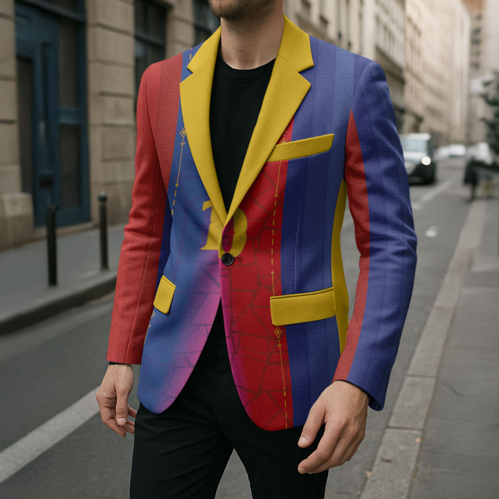 Custom Spain Football Blazer Blaugrana Mosaic-Inspired Barcelona Architecture