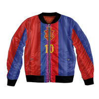 Custom Spain Football Bomber Jacket Blaugrana Mosaic-Inspired Barcelona Architecture