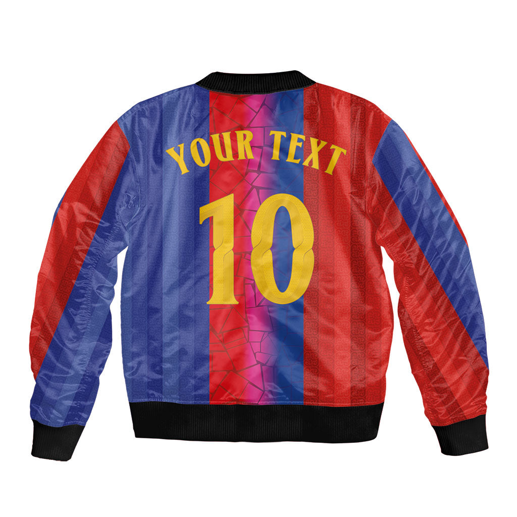 Custom Spain Football Bomber Jacket Blaugrana Mosaic-Inspired Barcelona Architecture