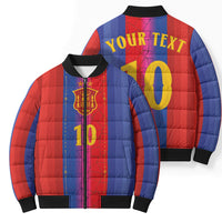 Custom Spain Football Bomber Puffer Jacket Blaugrana Mosaic-Inspired Barcelona Architecture