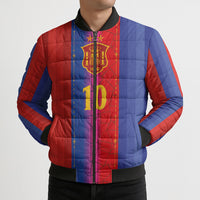 Custom Spain Football Bomber Puffer Jacket Blaugrana Mosaic-Inspired Barcelona Architecture