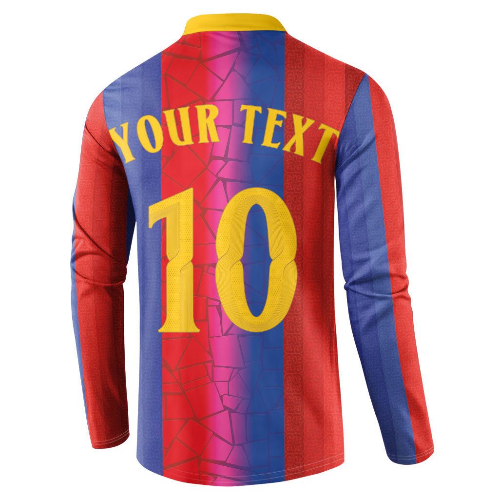 Custom Spain Football Button Sweatshirt Blaugrana Mosaic-Inspired Barcelona Architecture
