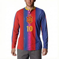 Custom Spain Football Button Sweatshirt Blaugrana Mosaic-Inspired Barcelona Architecture