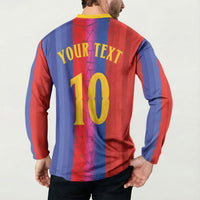 Custom Spain Football Button Sweatshirt Blaugrana Mosaic-Inspired Barcelona Architecture