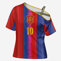 Custom Spain Football Cross Shoulder Shirt Blaugrana Mosaic-Inspired Barcelona Architecture