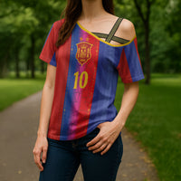 Custom Spain Football Cross Shoulder Shirt Blaugrana Mosaic-Inspired Barcelona Architecture