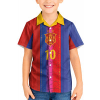 Custom Spain Football Kid Hawaiian Shirt Blaugrana Mosaic-Inspired Barcelona Architecture
