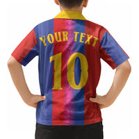 Custom Spain Football Kid Hawaiian Shirt Blaugrana Mosaic-Inspired Barcelona Architecture