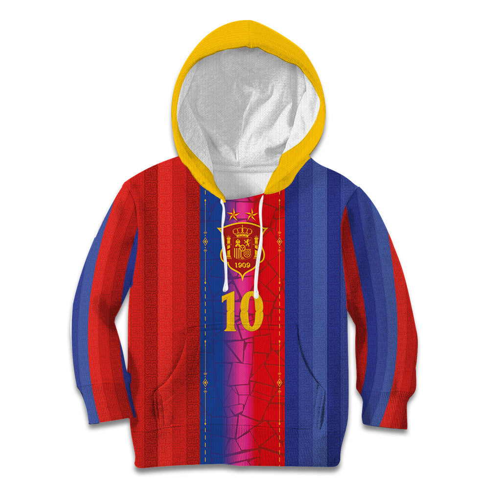 Custom Spain Football Kid Hoodie Blaugrana Mosaic-Inspired Barcelona Architecture
