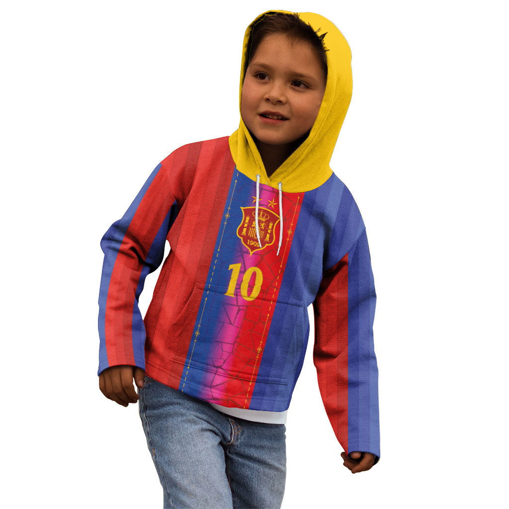 Custom Spain Football Kid Hoodie Blaugrana Mosaic-Inspired Barcelona Architecture