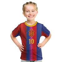 Custom Spain Football Kid T Shirt Blaugrana Mosaic-Inspired Barcelona Architecture