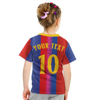 Custom Spain Football Kid T Shirt Blaugrana Mosaic-Inspired Barcelona Architecture