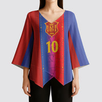 Custom Spain Football Kimono Sleeve Blouse Blaugrana Mosaic-Inspired Barcelona Architecture