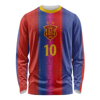 Custom Spain Football Long Sleeve Shirt Blaugrana Mosaic-Inspired Barcelona Architecture