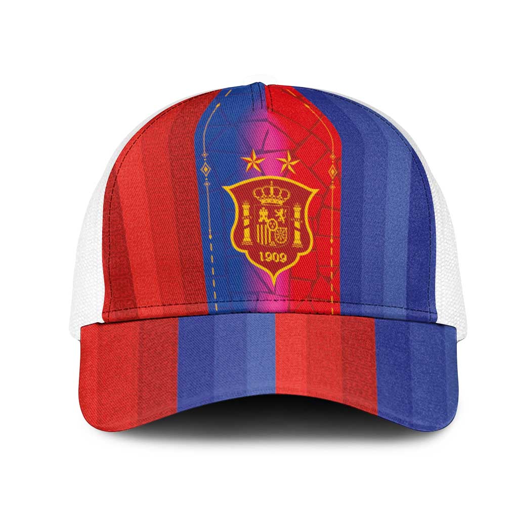 Spain Football Mesh Trucker Cap Blaugrana Mosaic-Inspired Barcelona Architecture