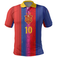 Custom Spain Football Polo Shirt Blaugrana Mosaic-Inspired Barcelona Architecture