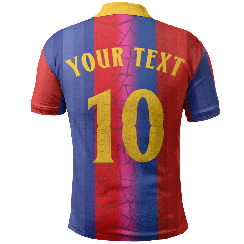 Custom Spain Football Polo Shirt Blaugrana Mosaic-Inspired Barcelona Architecture