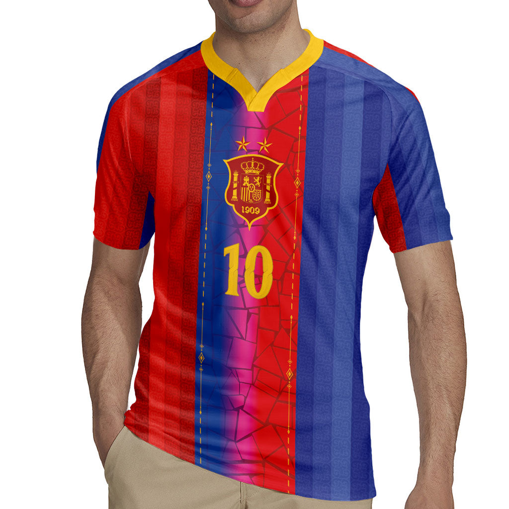 Custom Spain Football Rugby Jersey Blaugrana Mosaic-Inspired Barcelona Architecture