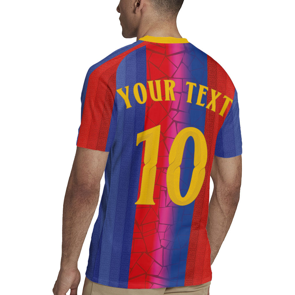 Custom Spain Football Rugby Jersey Blaugrana Mosaic-Inspired Barcelona Architecture