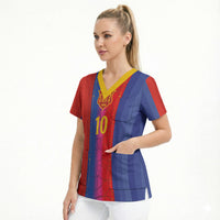 Custom Spain Football Scrub Top Blaugrana Mosaic-Inspired Barcelona Architecture