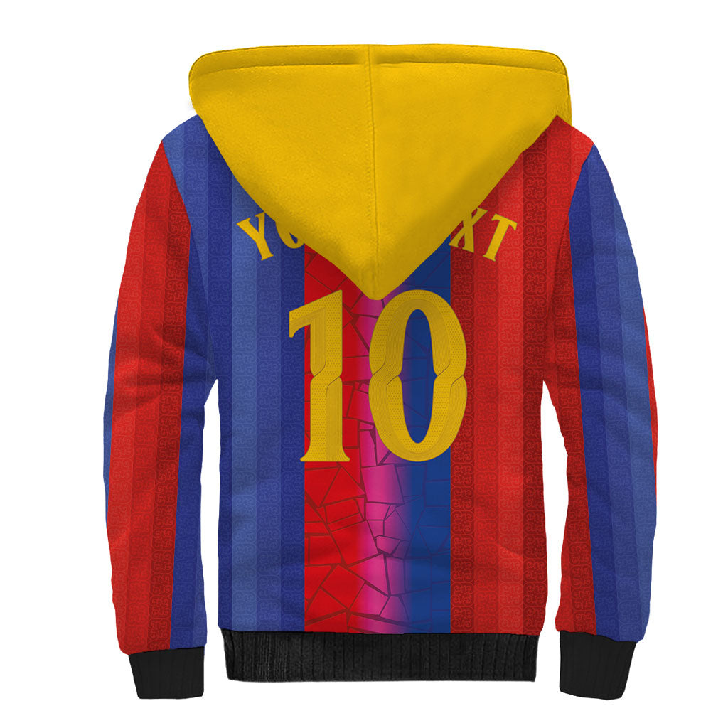 Custom Spain Football Sherpa Hoodie Blaugrana Mosaic-Inspired Barcelona Architecture