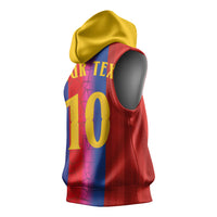 Custom Spain Football Sleeveless Hoodie Blaugrana Mosaic-Inspired Barcelona Architecture