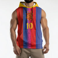 Custom Spain Football Sleeveless Hoodie Blaugrana Mosaic-Inspired Barcelona Architecture