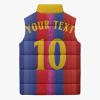 Custom Spain Football Sleeveless Puffer Jacket Blaugrana Mosaic-Inspired Barcelona Architecture