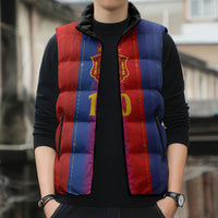 Custom Spain Football Sleeveless Puffer Jacket Blaugrana Mosaic-Inspired Barcelona Architecture