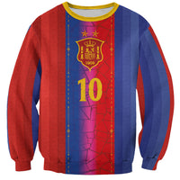 Custom Spain Football Sweatshirt Blaugrana Mosaic-Inspired Barcelona Architecture