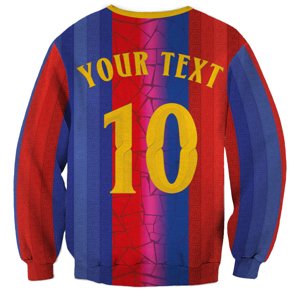 Custom Spain Football Sweatshirt Blaugrana Mosaic-Inspired Barcelona Architecture