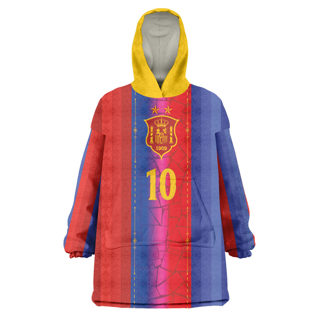 Custom Spain Football Wearable Blanket Hoodie Blaugrana Mosaic-Inspired Barcelona Architecture