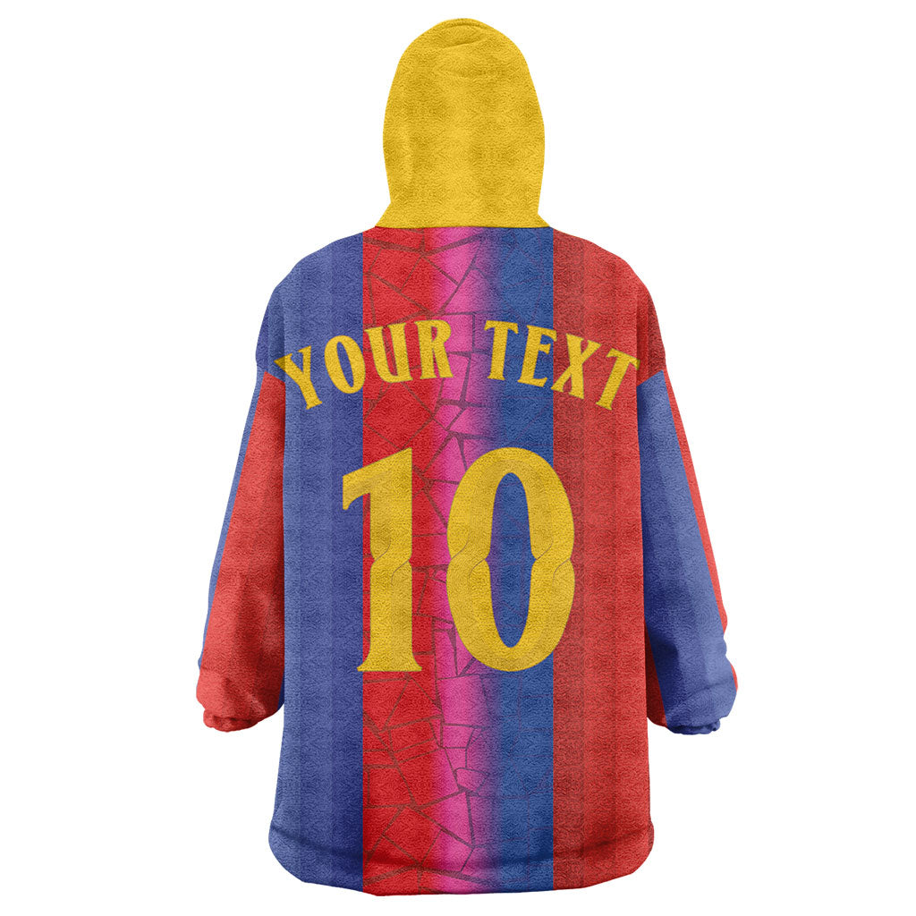 Custom Spain Football Wearable Blanket Hoodie Blaugrana Mosaic-Inspired Barcelona Architecture