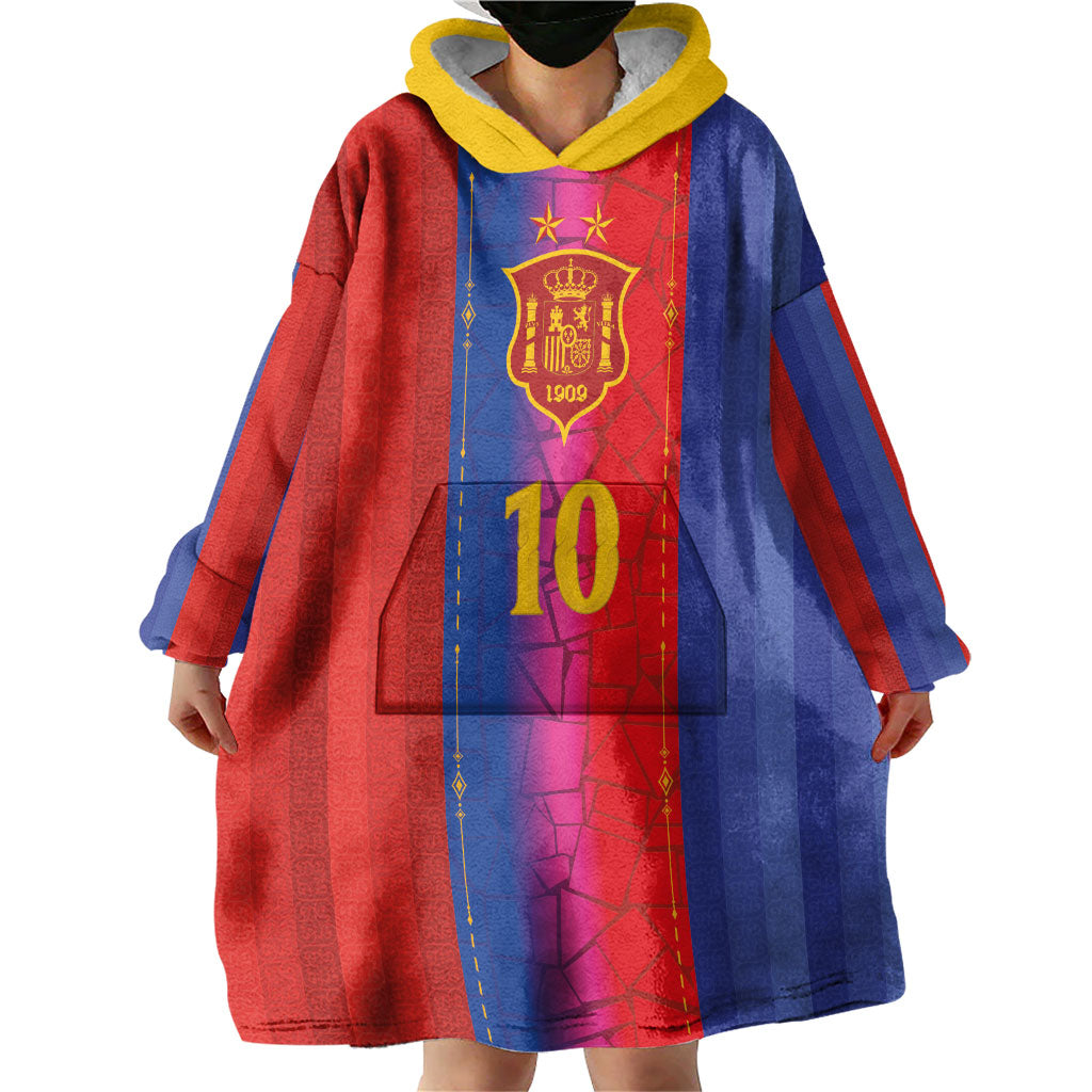 Custom Spain Football Wearable Blanket Hoodie Blaugrana Mosaic-Inspired Barcelona Architecture
