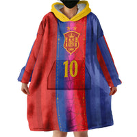 Custom Spain Football Wearable Blanket Hoodie Blaugrana Mosaic-Inspired Barcelona Architecture